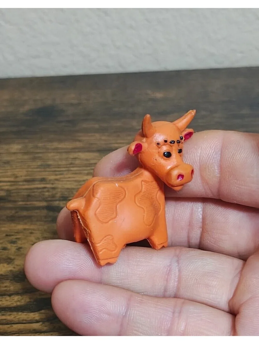 1960s Diener Industries Rubber Orange Cow Eraser Figurine